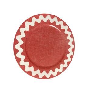 Sabre Paris Porcelain Red White Ric Rac Salad Plates Set of 7 Designer